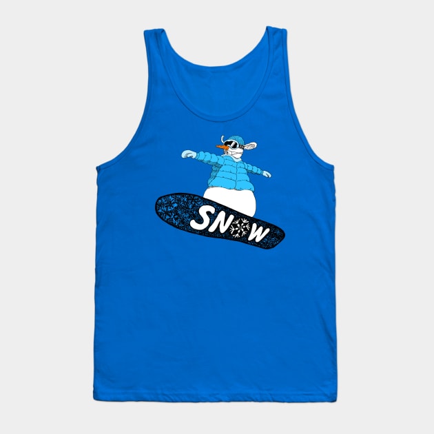 snowman on the board (blue) Tank Top by justduick